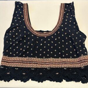 Free People Boho Embroidered Top